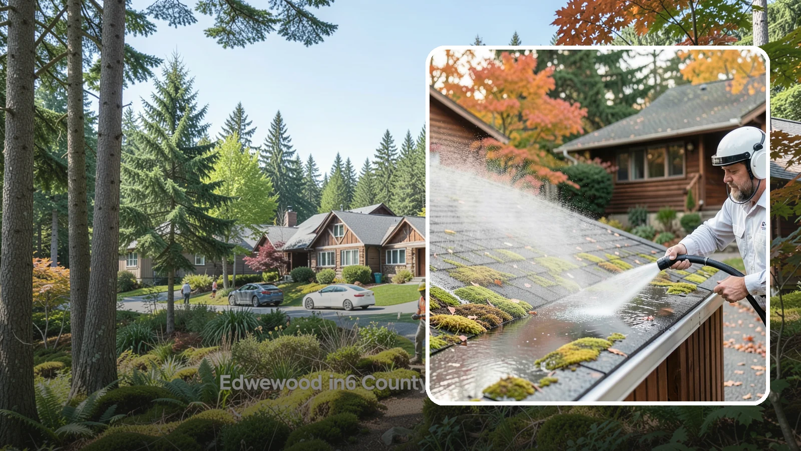Moss Removal in Edgewood, Pierce County, WA - Moss treatment and removal that clears thick growth from roofs, walkways, decks, and shaded hardscapes.