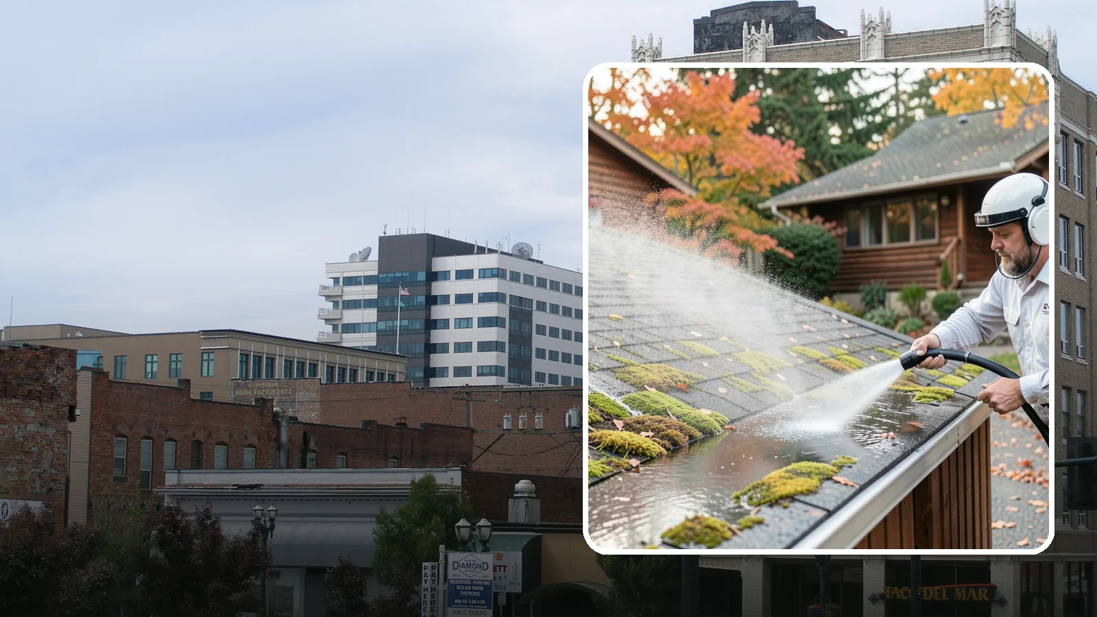 Moss Removal in Everett, Snohomish County, WA - Moss treatment and removal that clears thick growth from roofs, walkways, decks, and shaded hardscapes.
