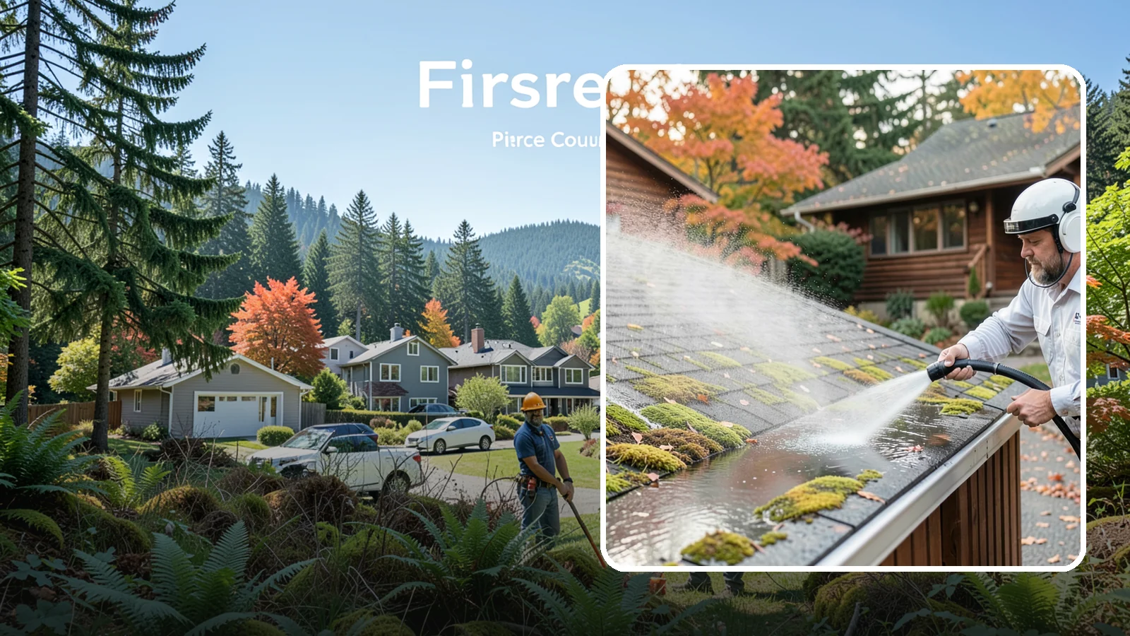 Moss Removal in Fircrest, Pierce County, WA - Moss treatment and removal that clears thick growth from roofs, walkways, decks, and shaded hardscapes.