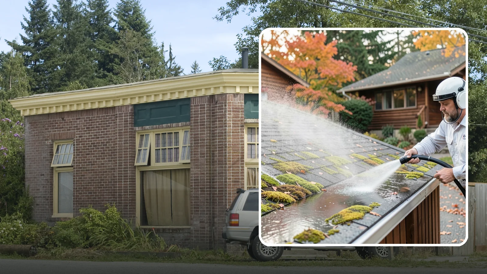 Moss Removal in Hamilton, Skagit County, WA - Moss treatment and removal that clears thick growth from roofs, walkways, decks, and shaded hardscapes.