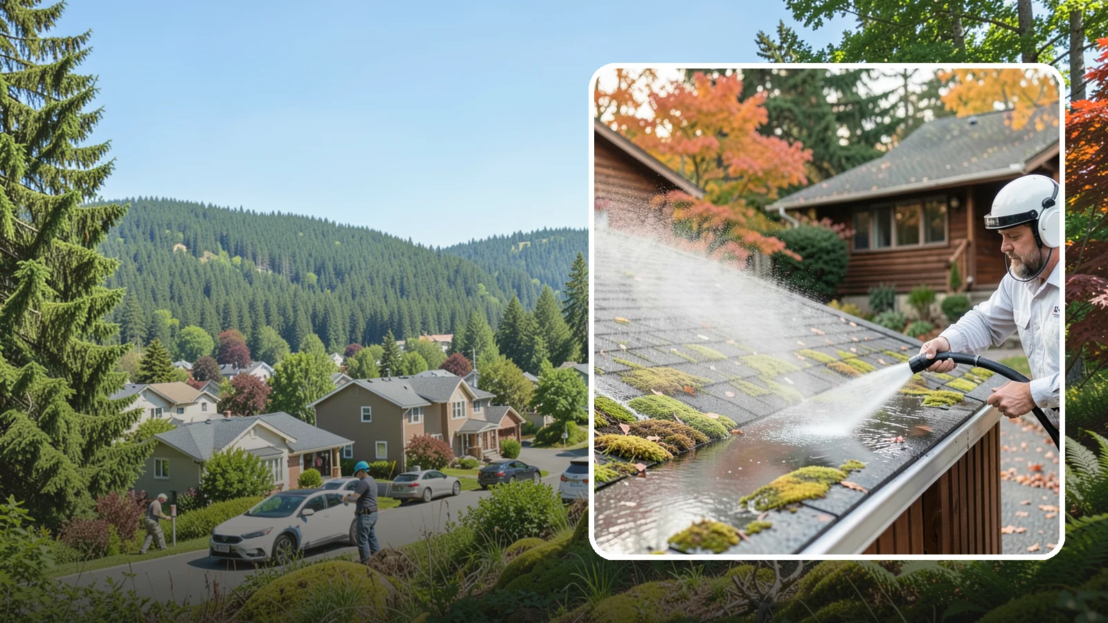 Moss Removal in Index, Snohomish County, WA - Moss treatment and removal that clears thick growth from roofs, walkways, decks, and shaded hardscapes.