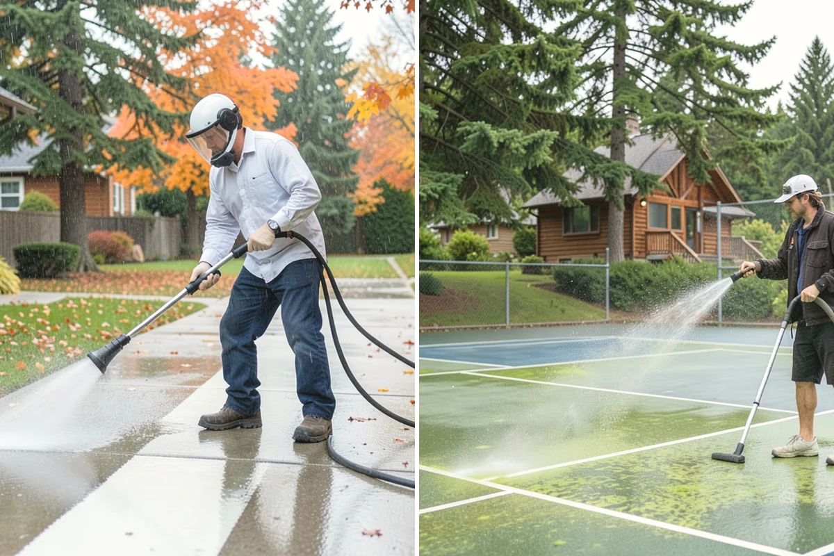 Moss Removal in Issaquah, King County, WA - Assess the moss depth and the surfaces involved