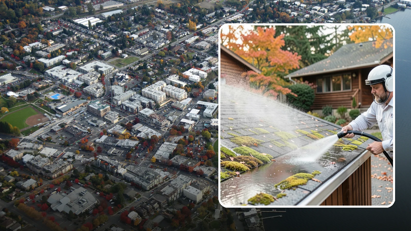 Moss Removal in Kirkland, King County, WA - Moss treatment and removal that clears thick growth from roofs, walkways, decks, and shaded hardscapes.