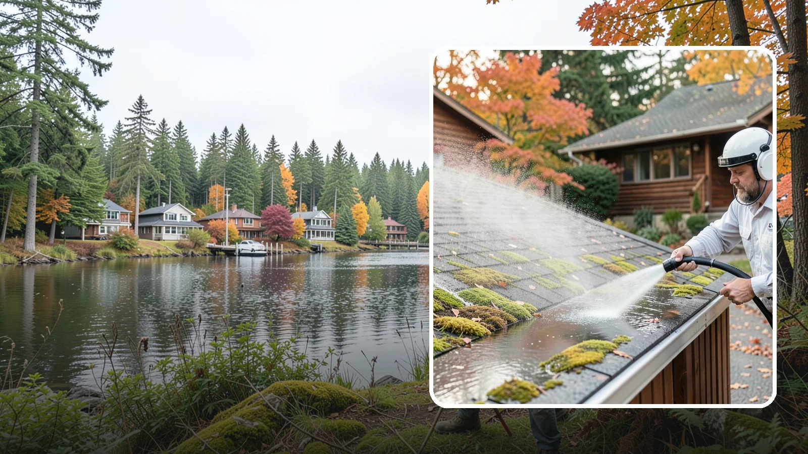 Moss Removal in La Conner, Skagit County, WA - Moss treatment and removal that clears thick growth from roofs, walkways, decks, and shaded hardscapes.