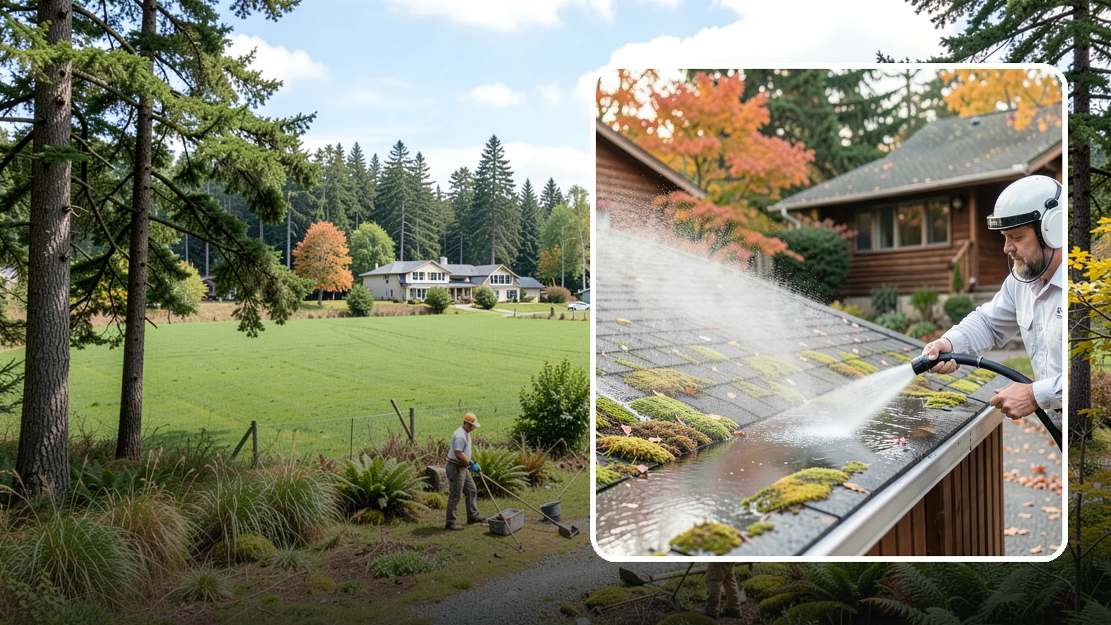 Moss Removal in Lyman, Skagit County, WA - Moss treatment and removal that clears thick growth from roofs, walkways, decks, and shaded hardscapes.