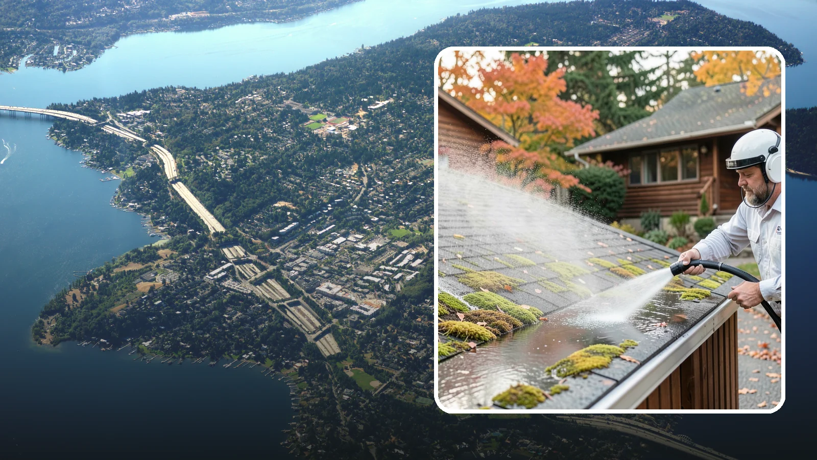 Moss Removal in Mercer Island, King County, WA - Moss treatment and removal that clears thick growth from roofs, walkways, decks, and shaded hardscapes.