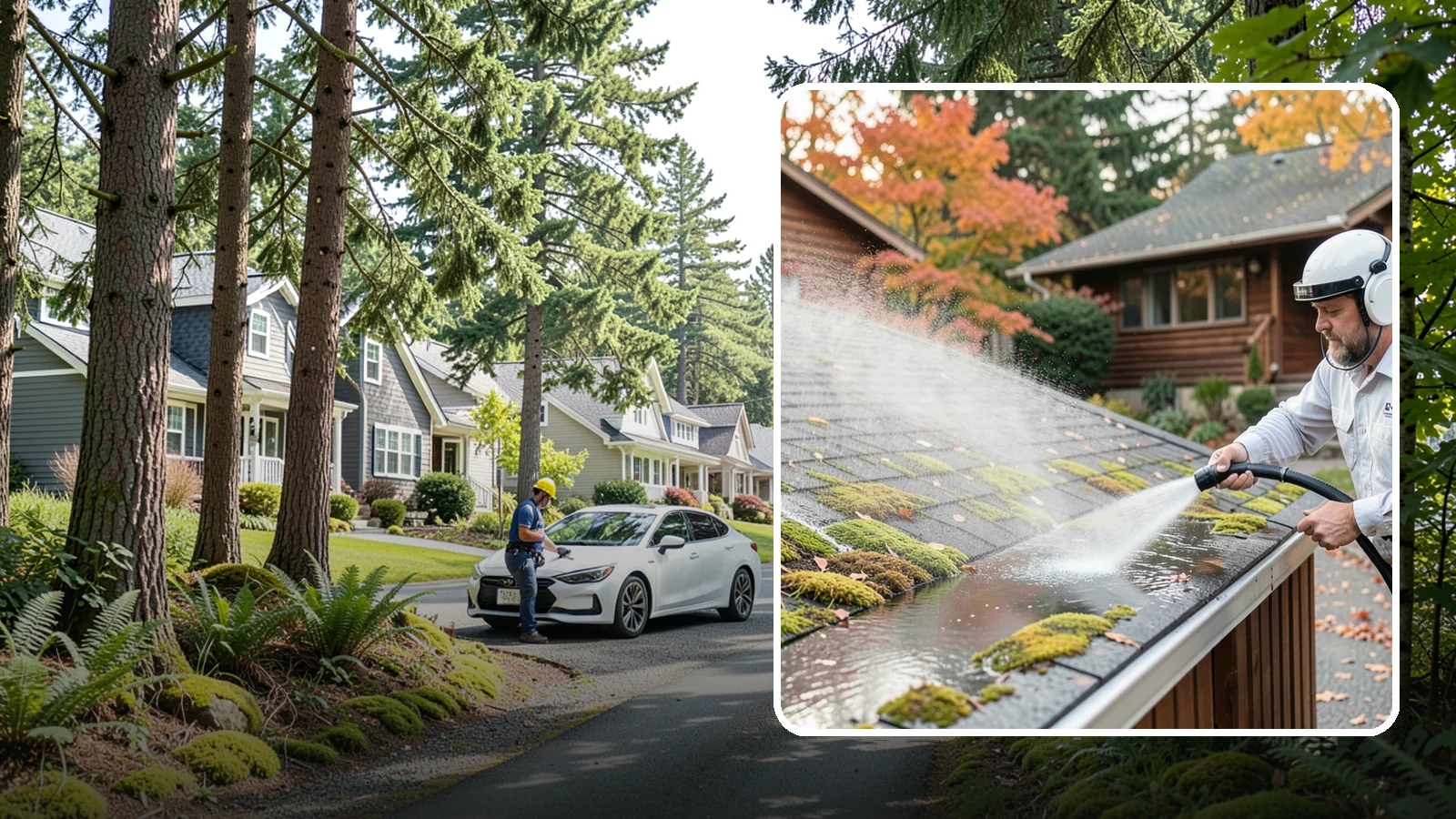 Moss Removal in Normandy Park, King County, WA - Moss treatment and removal that clears thick growth from roofs, walkways, decks, and shaded hardscapes.