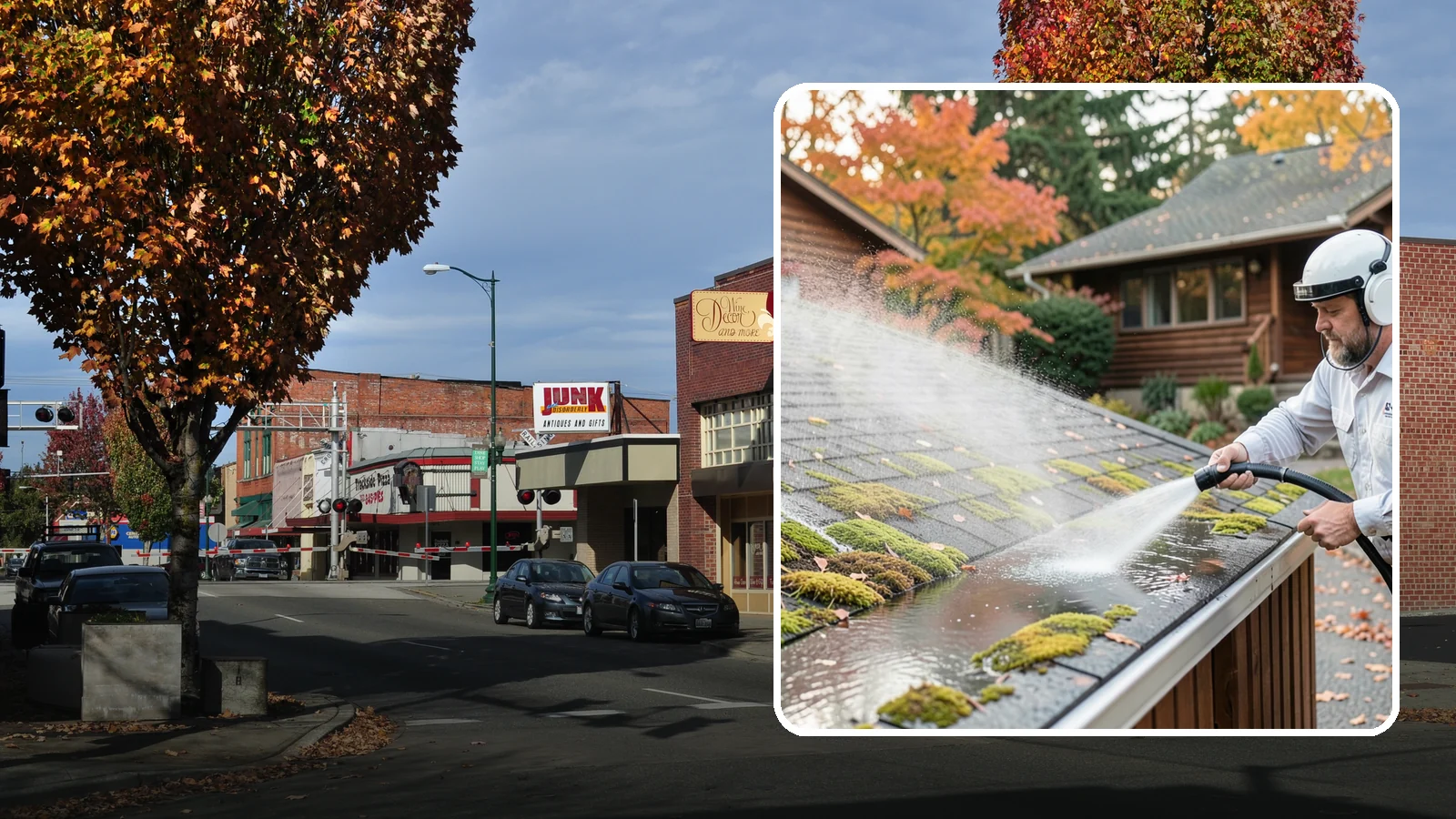 Moss Removal in Puyallup, Pierce County, WA - Moss treatment and removal that clears thick growth from roofs, walkways, decks, and shaded hardscapes.