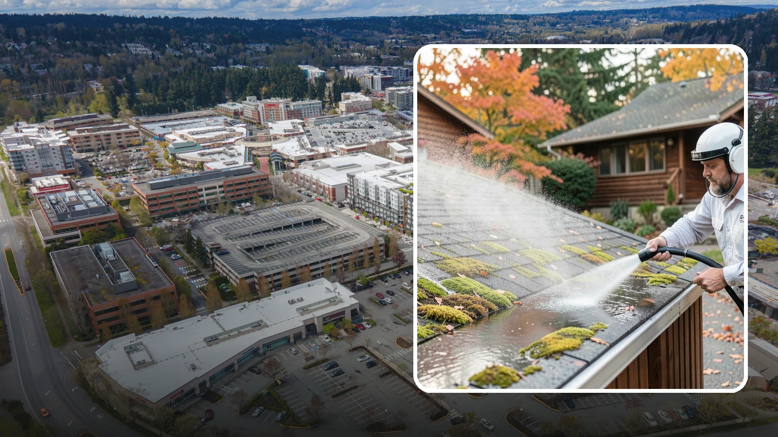 Moss Removal in Redmond, King County, WA - Moss treatment and removal that clears thick growth from roofs, walkways, decks, and shaded hardscapes.