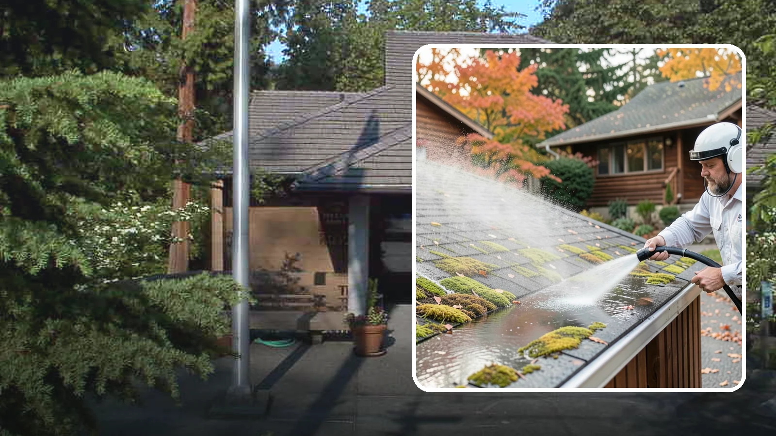 Moss Removal in Yarrow Point, King County, WA - Moss treatment and removal that clears thick growth from roofs, walkways, decks, and shaded hardscapes.
