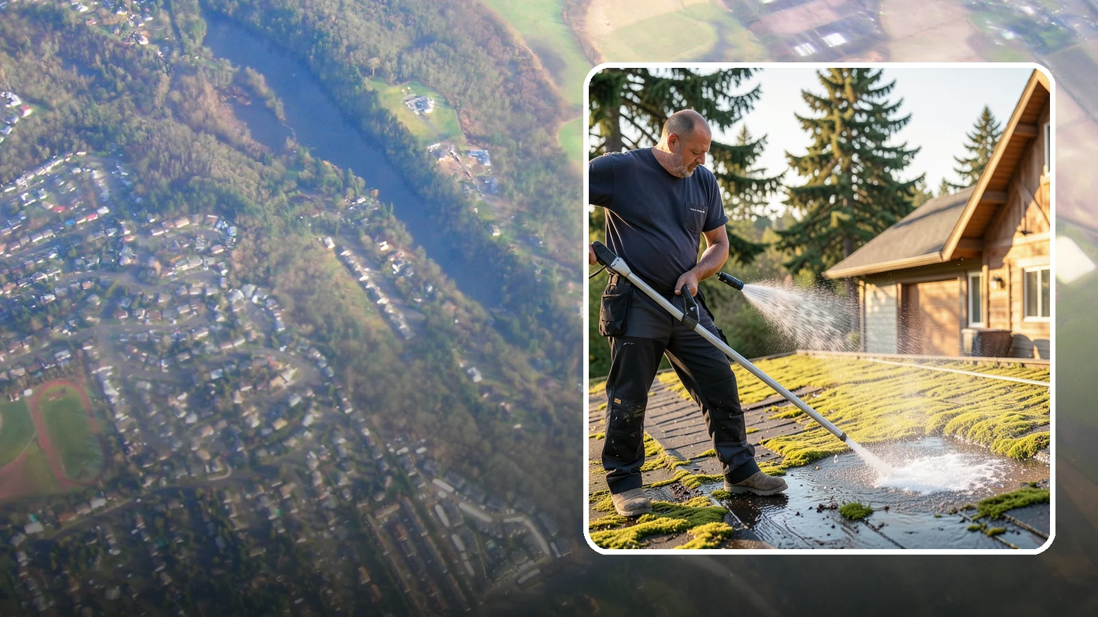 Moss Treatment in Algona, King County, WA - Moss treatment applies a targeted solution that kills and helps clear the thick moss that thrives on Washington roofs, walkways...