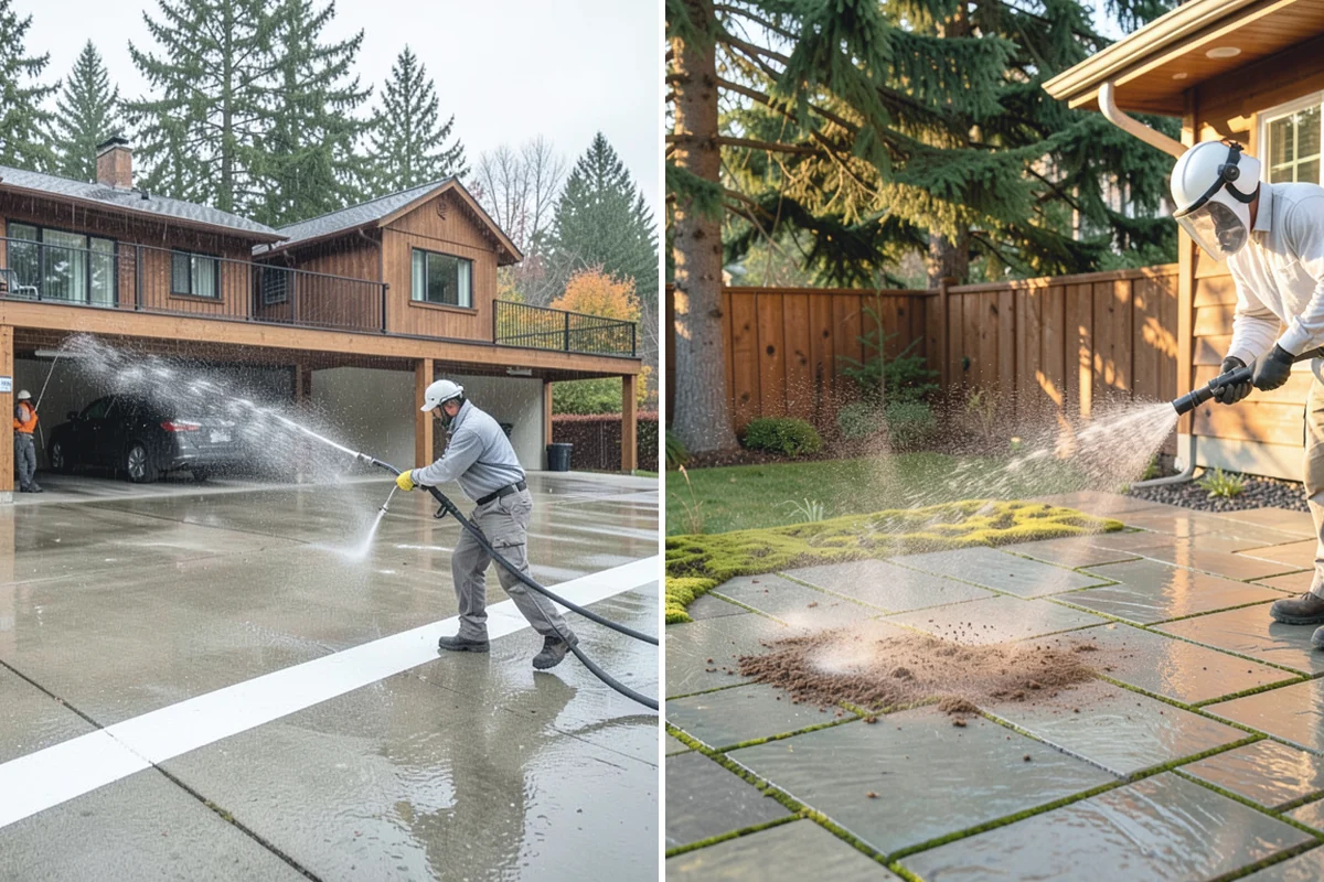 Moss Treatment in Beaux Arts Village, King County, WA - Identify moss-heavy zones on roofs, hardscapes, and shaded walls