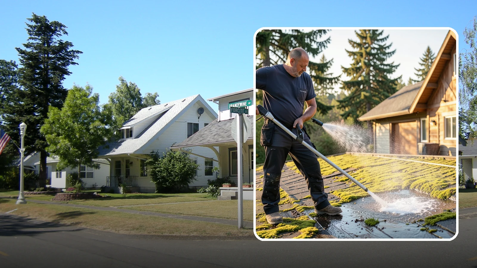Moss Treatment in DuPont, Pierce County, WA - Moss treatment applies a targeted solution that kills and helps clear the thick moss that thrives on Washington roofs, walkways...