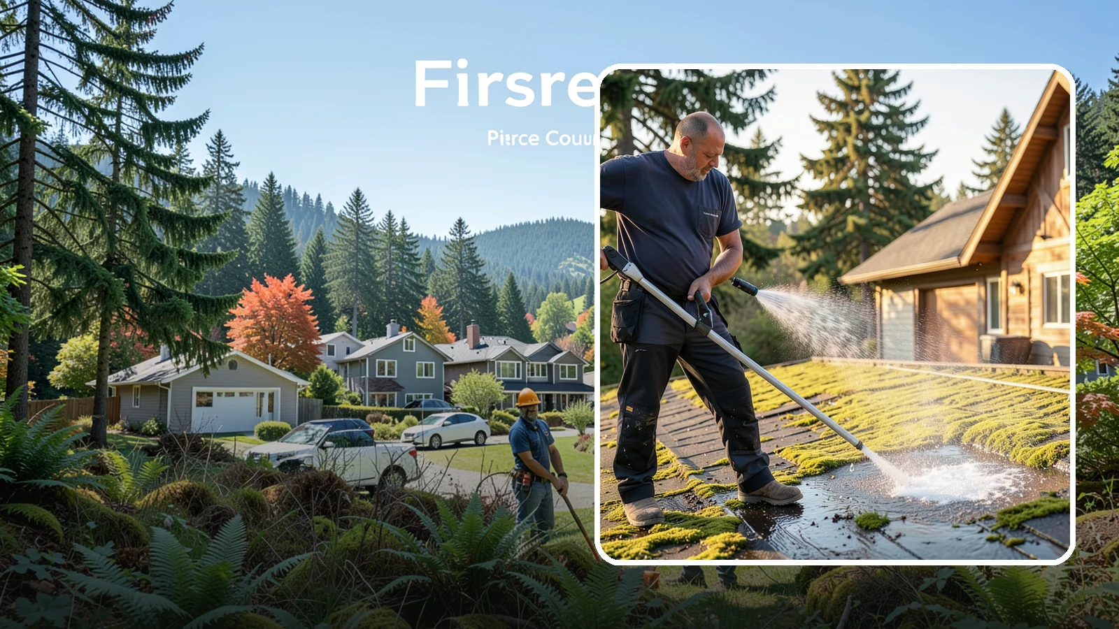 Moss Treatment in Fircrest, Pierce County, WA - Moss treatment applies a targeted solution that kills and helps clear the thick moss that thrives on Washington roofs, walkways...