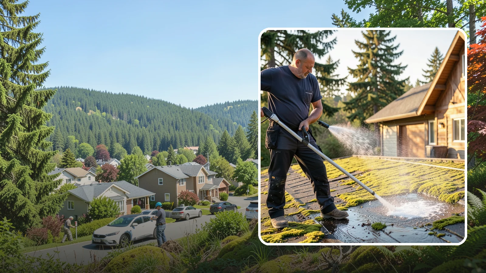 Moss Treatment in Index, Snohomish County, WA - Moss treatment applies a targeted solution that kills and helps clear the thick moss that thrives on Washington roofs, walkways...