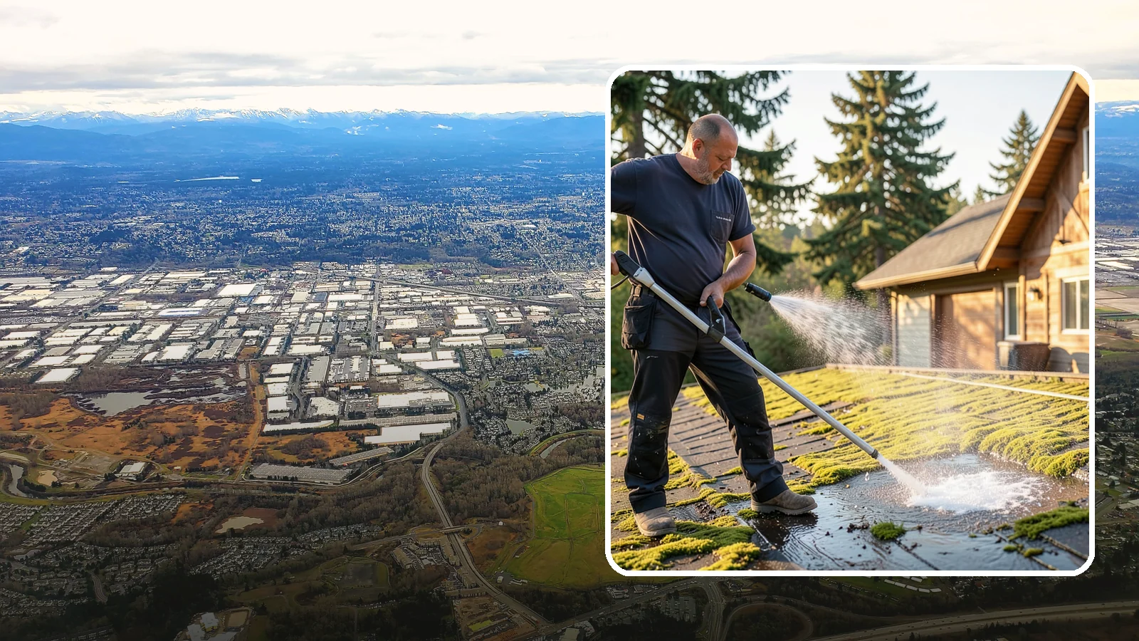 Moss Treatment in Kent, King County, WA - Moss treatment applies a targeted solution that kills and helps clear the thick moss that thrives on Washington roofs, walkways...