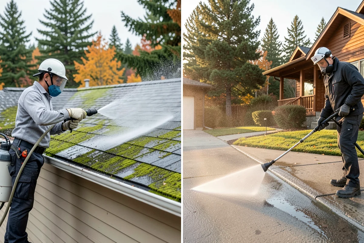 Moss Treatment in Maple Valley, King County, WA - Identify moss-heavy zones on roofs, hardscapes, and shaded walls