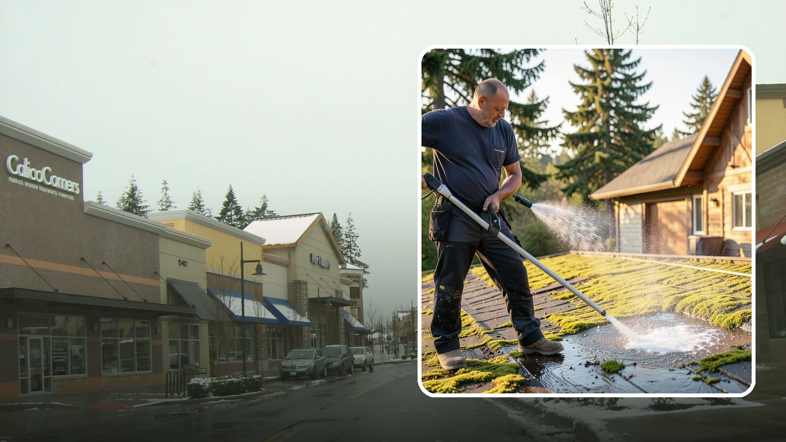 Moss Treatment in Mill Creek, Snohomish County, WA - Moss treatment applies a targeted solution that kills and helps clear the thick moss that thrives on Washington roofs, walkways...