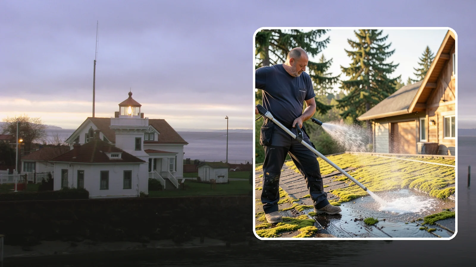 Moss Treatment in Mukilteo, Snohomish County, WA - Moss treatment applies a targeted solution that kills and helps clear the thick moss that thrives on Washington roofs, walkways...