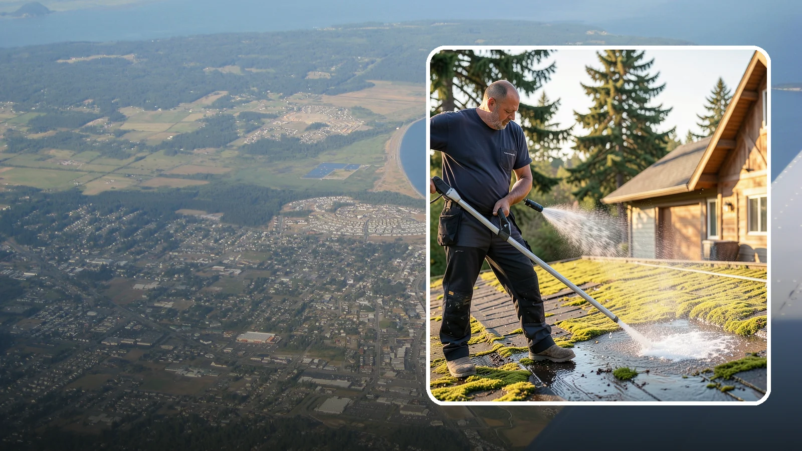 Moss Treatment in Oak Harbor, Island County, WA - Moss treatment applies a targeted solution that kills and helps clear the thick moss that thrives on Washington roofs, walkways...