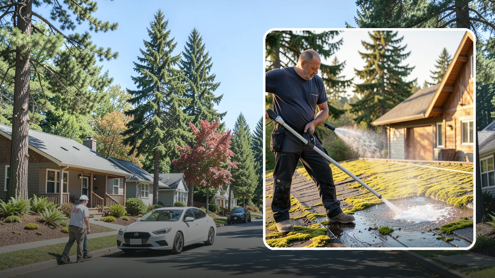 Moss Treatment in Orting, Pierce County, WA - Moss treatment applies a targeted solution that kills and helps clear the thick moss that thrives on Washington roofs, walkways...