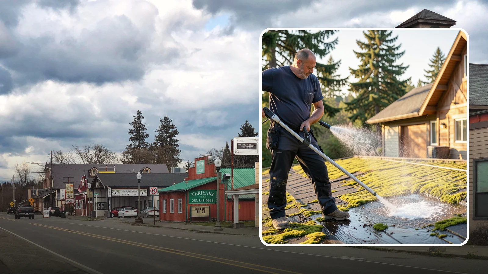 Moss Treatment in Roy, Pierce County, WA - Moss treatment applies a targeted solution that kills and helps clear the thick moss that thrives on Washington roofs, walkways...