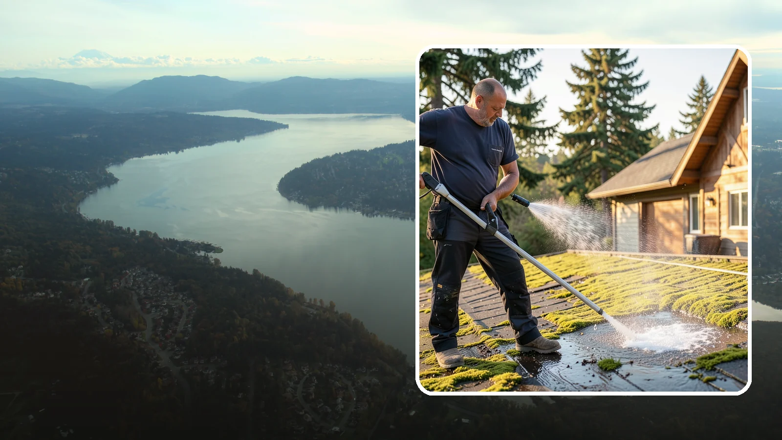 Moss Treatment in Sammamish, King County, WA - Moss treatment applies a targeted solution that kills and helps clear the thick moss that thrives on Washington roofs, walkways...