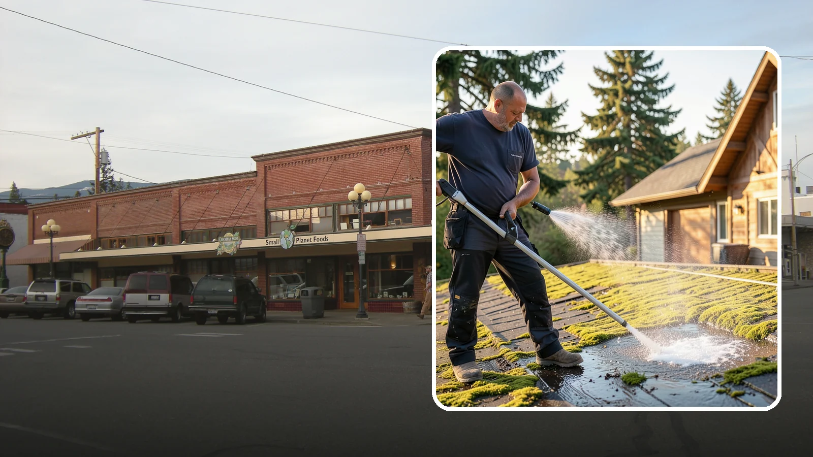 Moss Treatment in Sedro-Woolley, Skagit County, WA - Moss treatment applies a targeted solution that kills and helps clear the thick moss that thrives on Washington roofs, walkways...