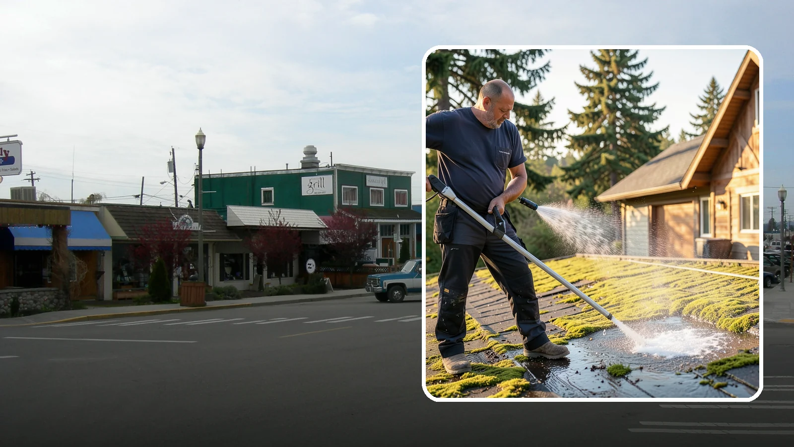 Moss Treatment in Stanwood, Snohomish County, WA - Moss treatment applies a targeted solution that kills and helps clear the thick moss that thrives on Washington roofs, walkways...