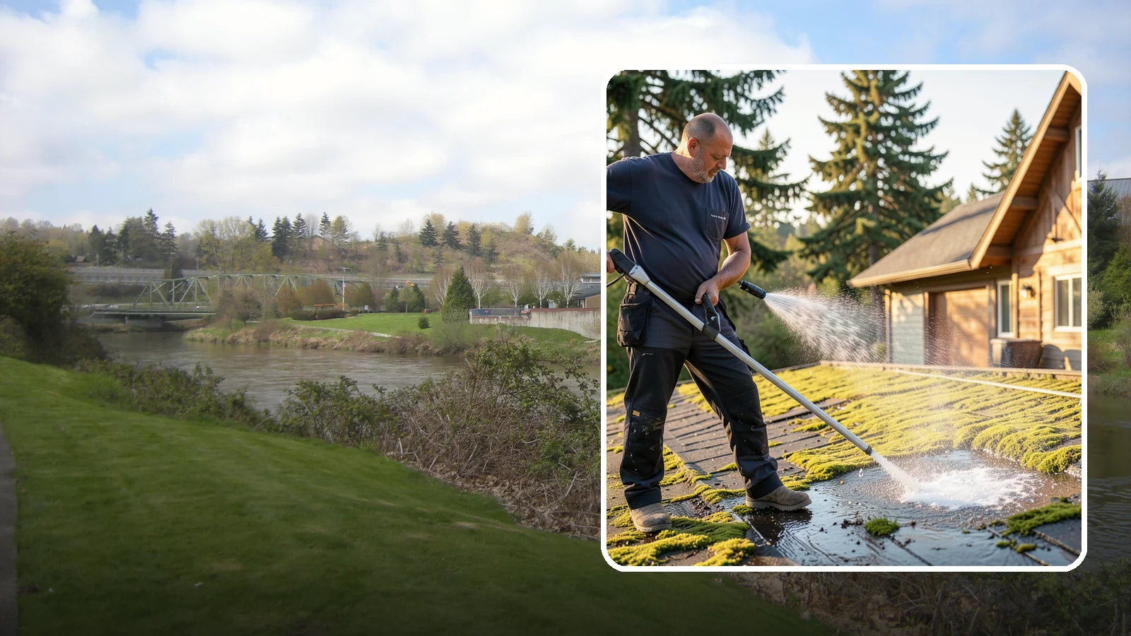 Moss Treatment in Tukwila, King County, WA - Moss treatment applies a targeted solution that kills and helps clear the thick moss that thrives on Washington roofs, walkways...
