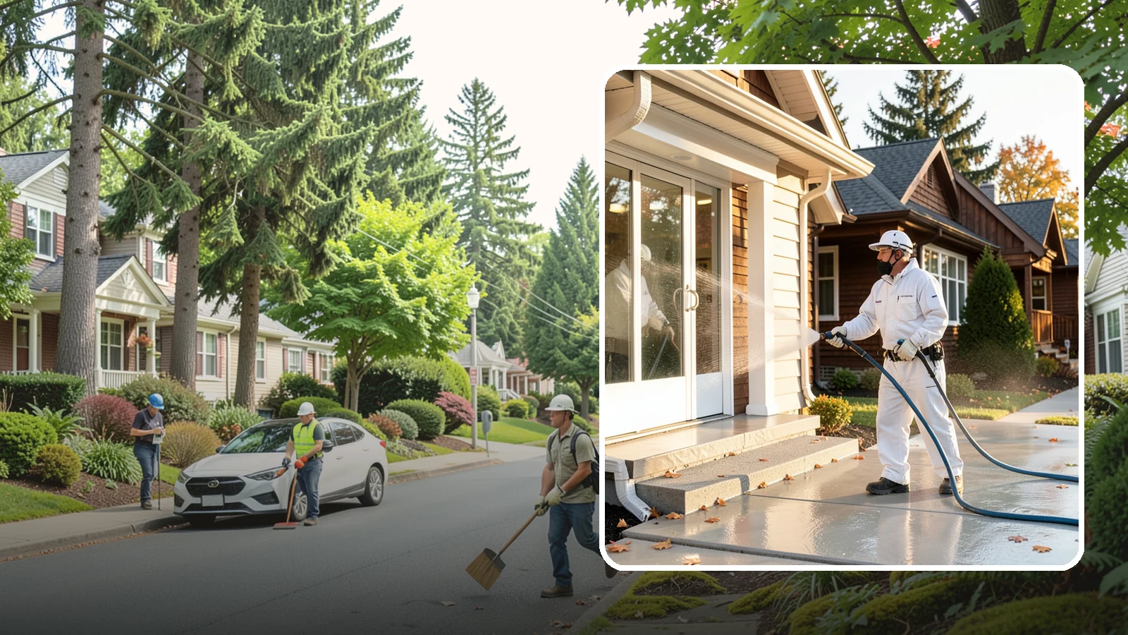 New Construction Cleaning in Beaux Arts Village, King County, WA - We give newly built Washington homes and buildings a first exterior cleaning to remove build residue before move-in.