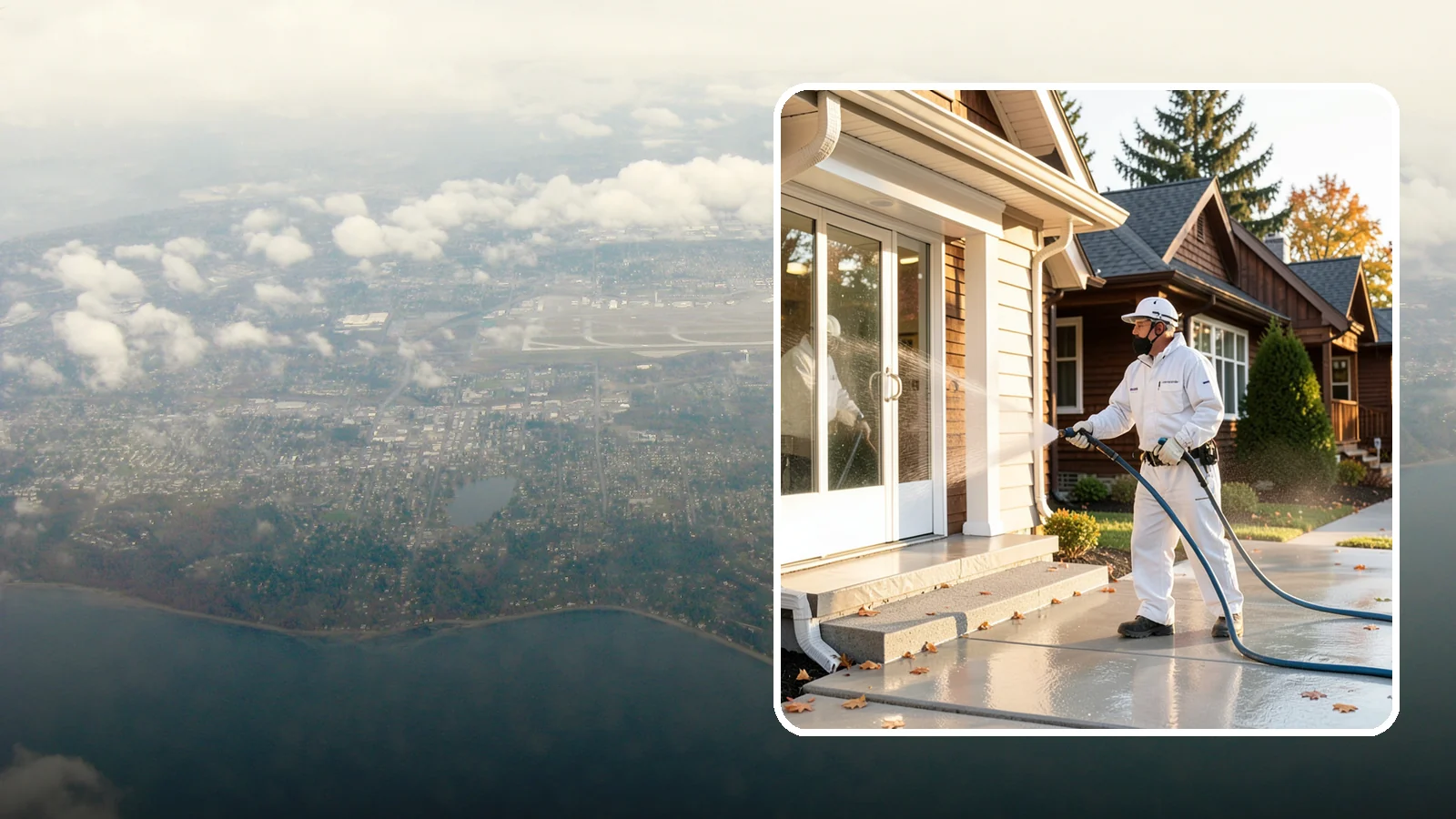 New Construction Cleaning in Burien, King County, WA - We give newly built Washington homes and buildings a first exterior cleaning to remove build residue before move-in.