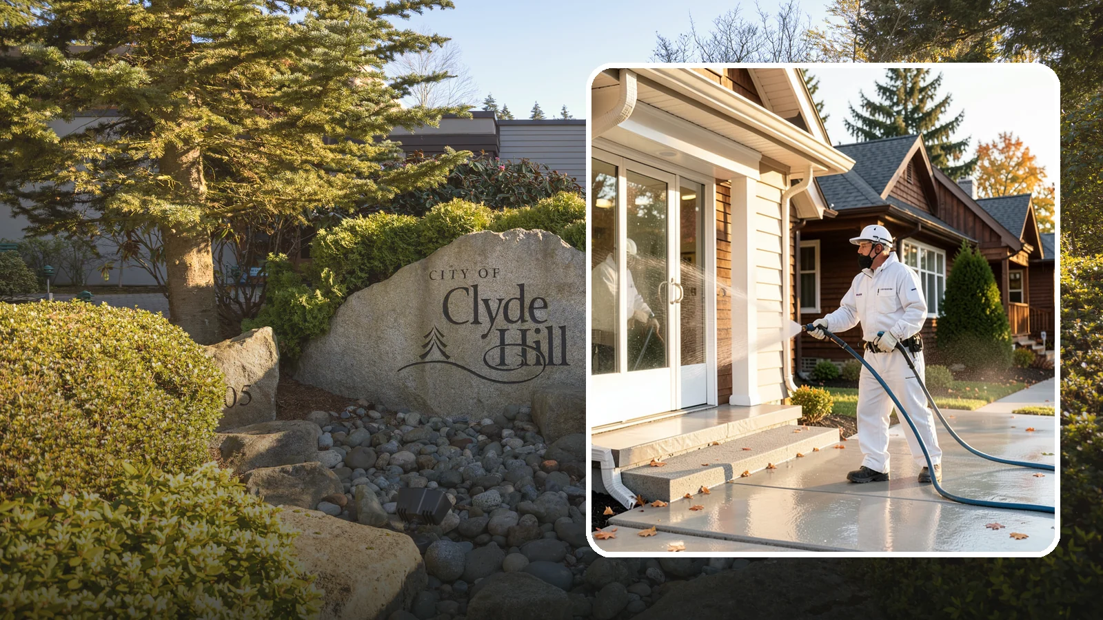New Construction Cleaning in Clyde Hill, King County, WA - We give newly built Washington homes and buildings a first exterior cleaning to remove build residue before move-in.