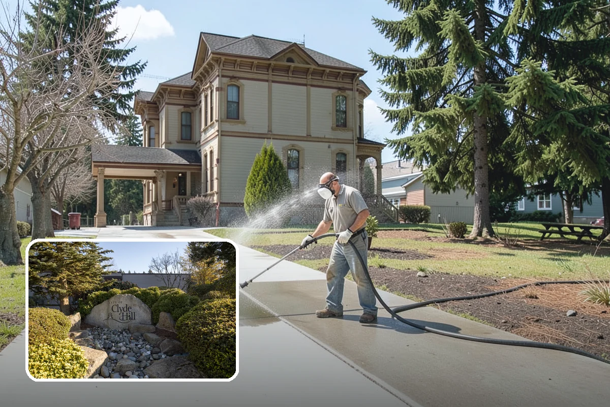 New Construction Cleaning in Clyde Hill, King County, WA - Reveals the finished exterior for handover