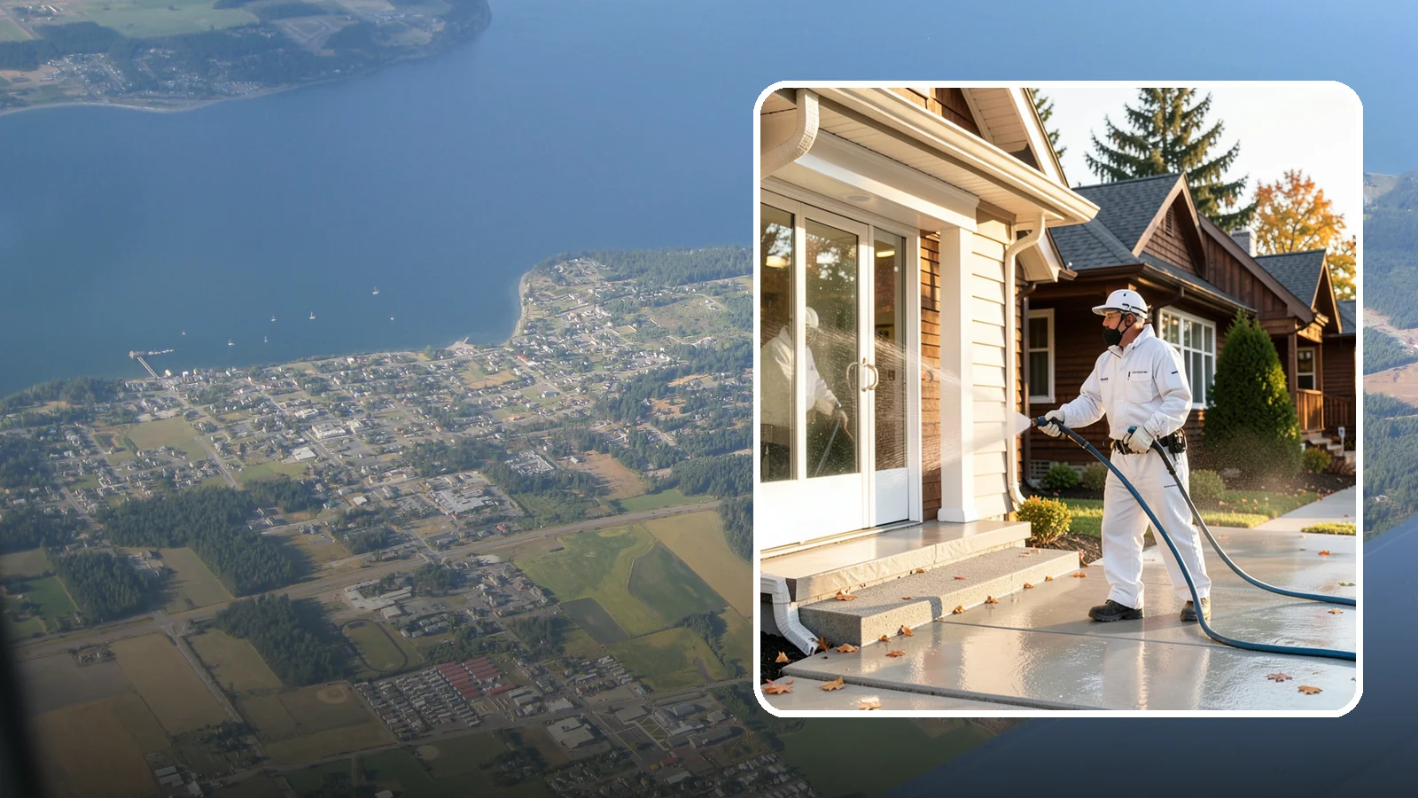 New Construction Cleaning in Coupeville, Island County, WA - We give newly built Washington homes and buildings a first exterior cleaning to remove build residue before move-in.