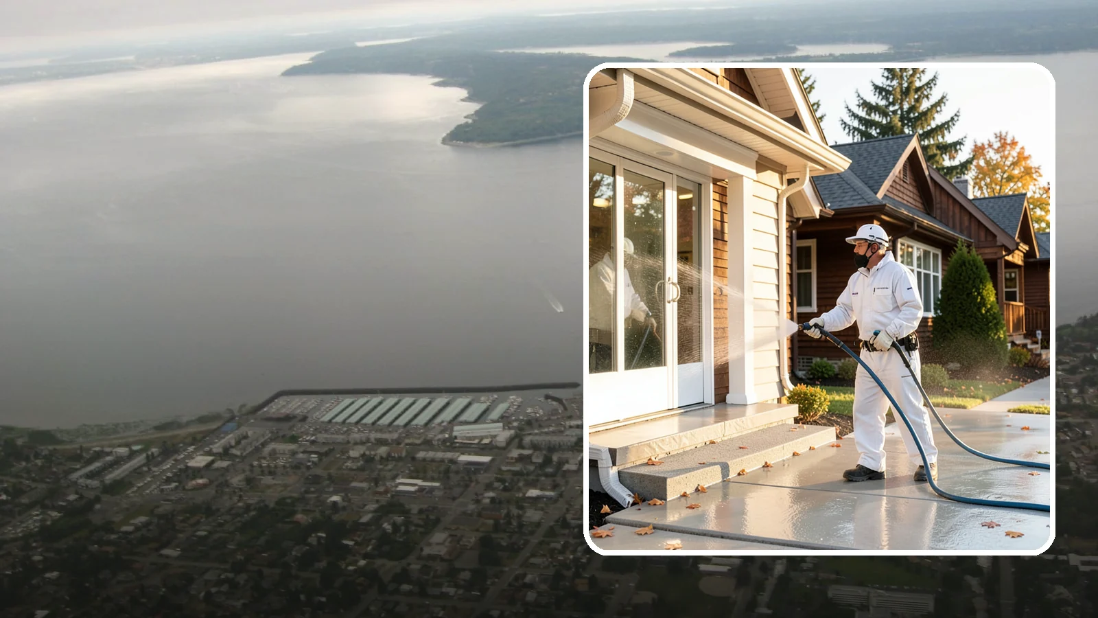 New Construction Cleaning in Des Moines, King County, WA - We give newly built Washington homes and buildings a first exterior cleaning to remove build residue before move-in.