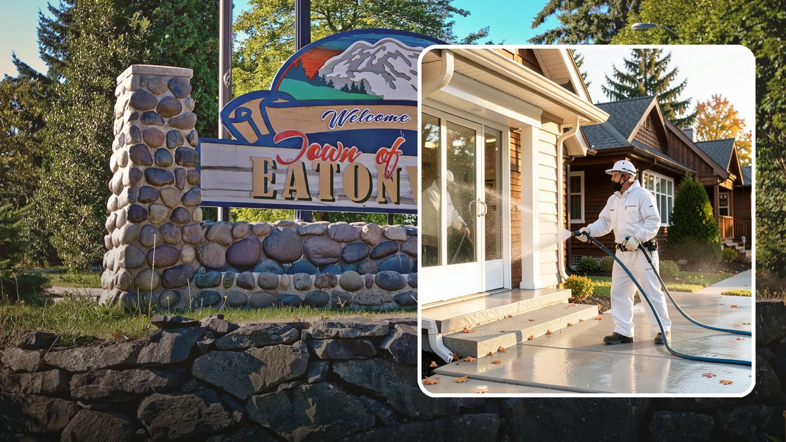 New Construction Cleaning in Eatonville, Pierce County, WA - We give newly built Washington homes and buildings a first exterior cleaning to remove build residue before move-in.