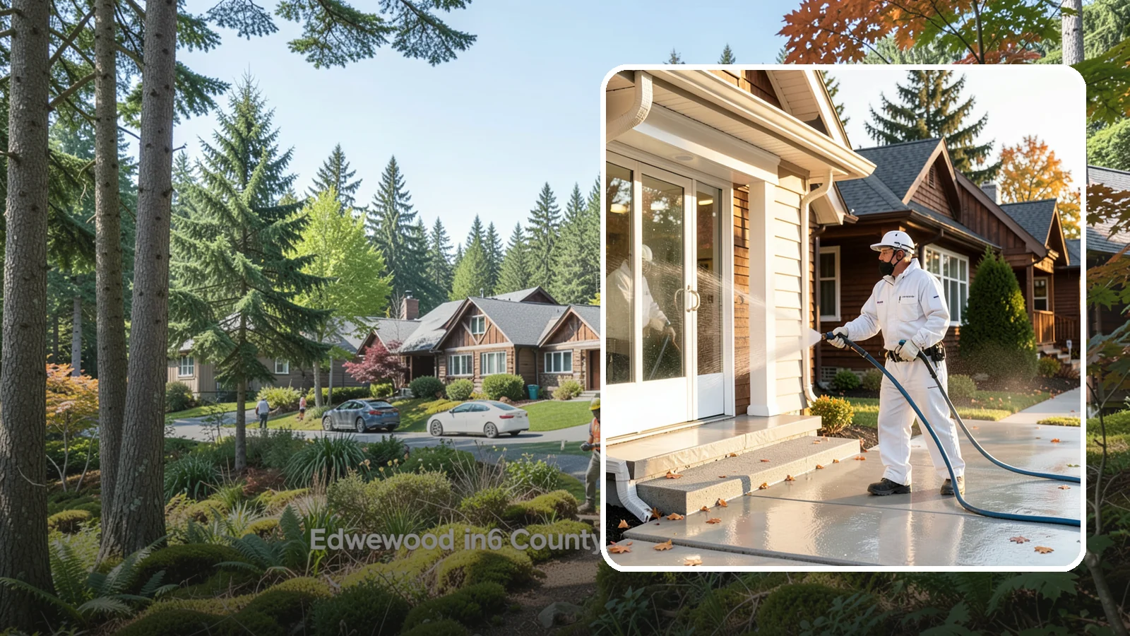 New Construction Cleaning in Edgewood, Pierce County, WA - We give newly built Washington homes and buildings a first exterior cleaning to remove build residue before move-in.