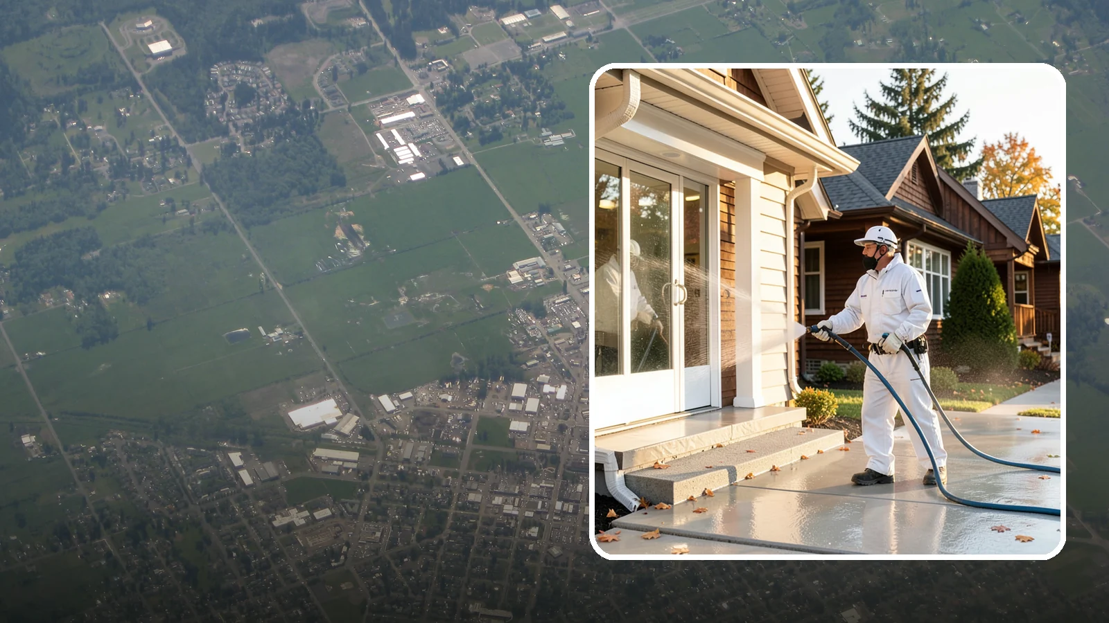 New Construction Cleaning in Enumclaw, King County, WA - We give newly built Washington homes and buildings a first exterior cleaning to remove build residue before move-in.