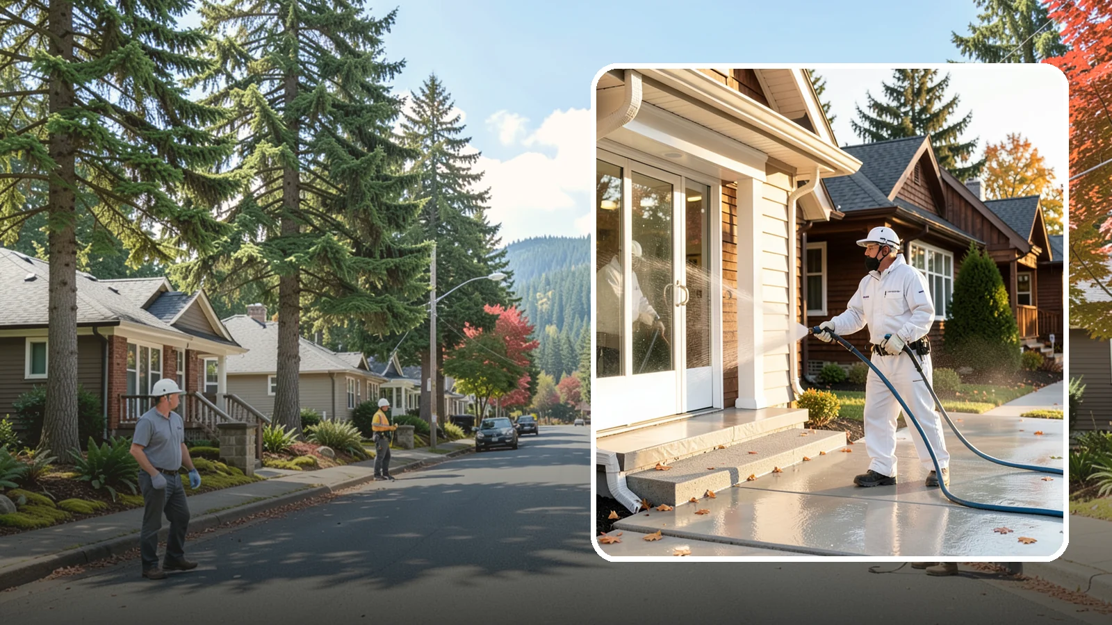 New Construction Cleaning in Hunts Point, King County, WA - We give newly built Washington homes and buildings a first exterior cleaning to remove build residue before move-in.
