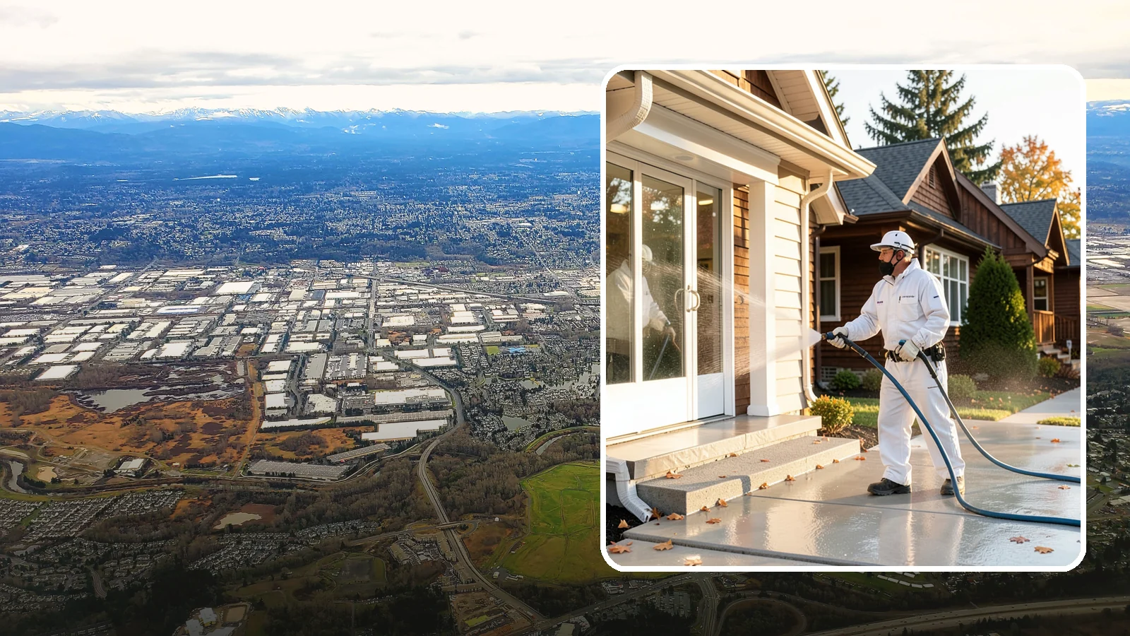 New Construction Cleaning in Kent, King County, WA - We give newly built Washington homes and buildings a first exterior cleaning to remove build residue before move-in.