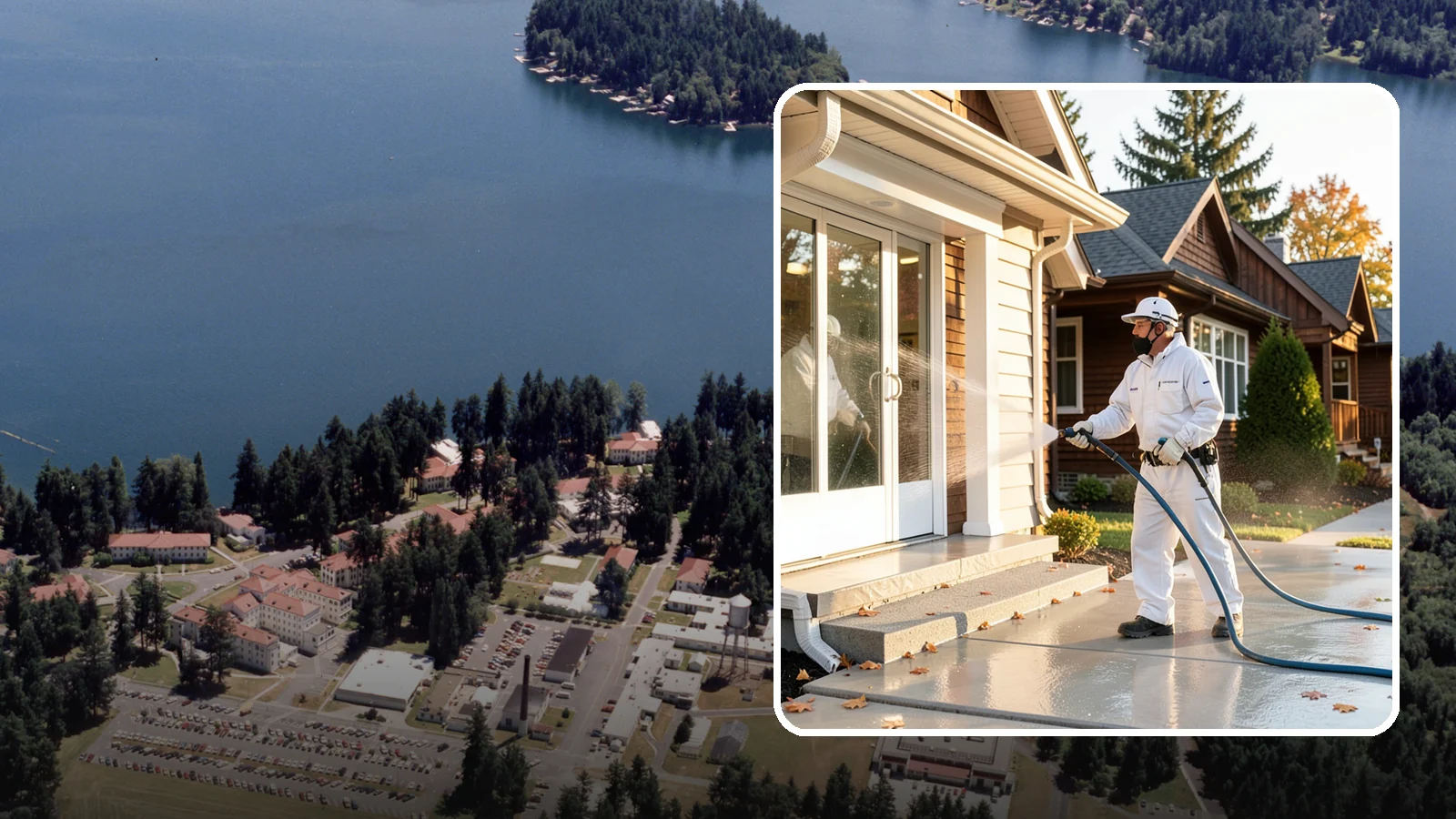 New Construction Cleaning in Lakewood, Pierce County, WA - We give newly built Washington homes and buildings a first exterior cleaning to remove build residue before move-in.