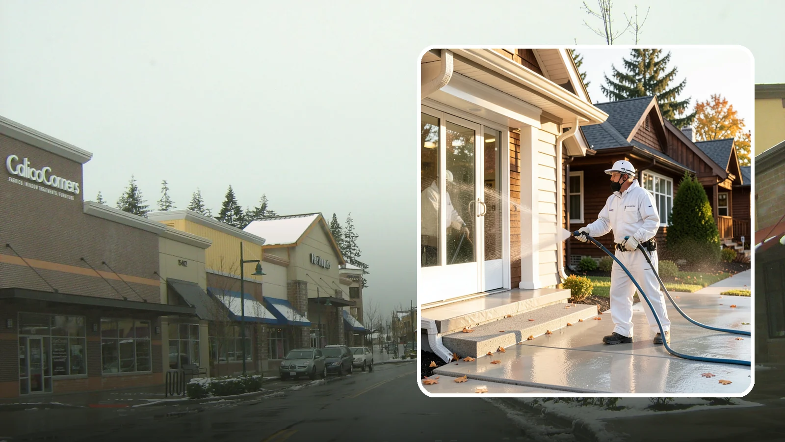 New Construction Cleaning in Mill Creek, Snohomish County, WA - We give newly built Washington homes and buildings a first exterior cleaning to remove build residue before move-in.