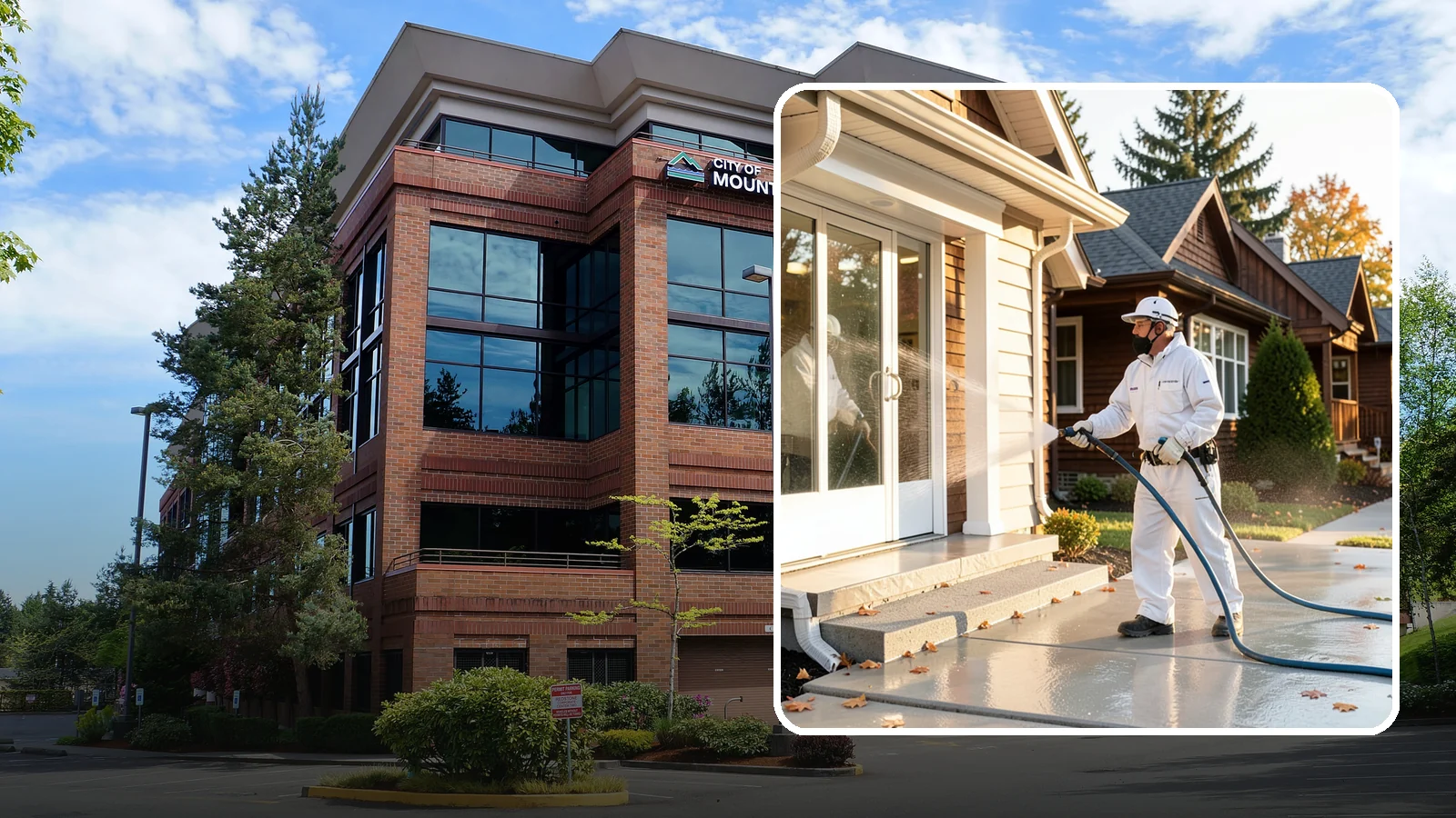 New Construction Cleaning in Mountlake Terrace, Snohomish County, WA - We give newly built Washington homes and buildings a first exterior cleaning to remove build residue before move-in.