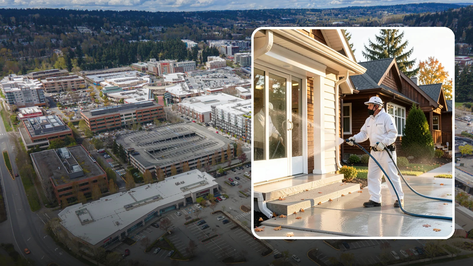 New Construction Cleaning in Redmond, King County, WA - We give newly built Washington homes and buildings a first exterior cleaning to remove build residue before move-in.