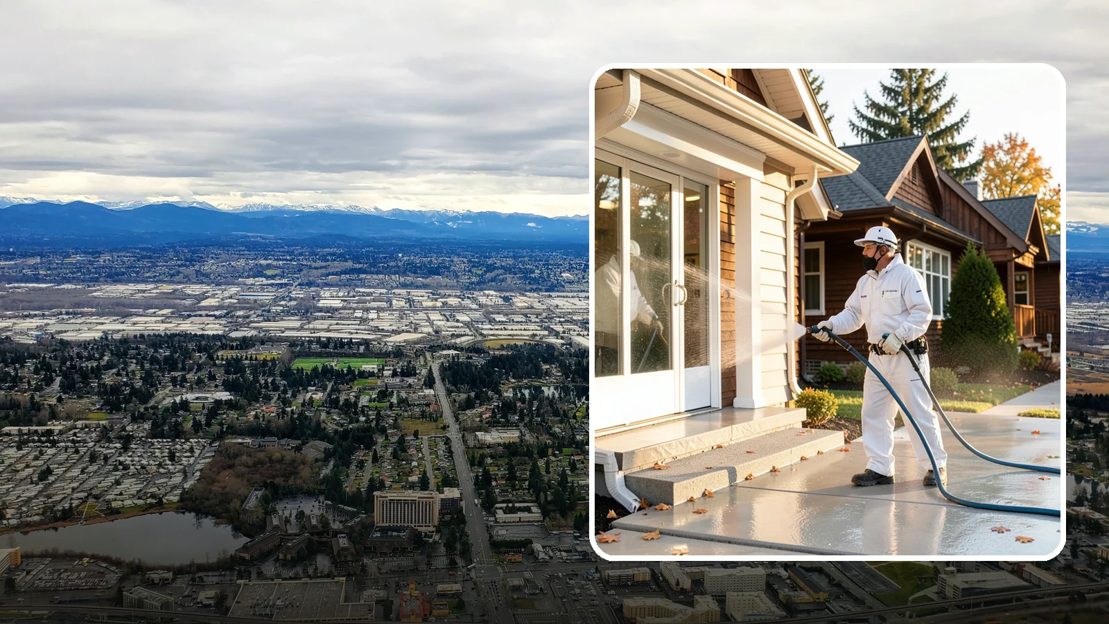 New Construction Cleaning in SeaTac, King County, WA - We give newly built Washington homes and buildings a first exterior cleaning to remove build residue before move-in.