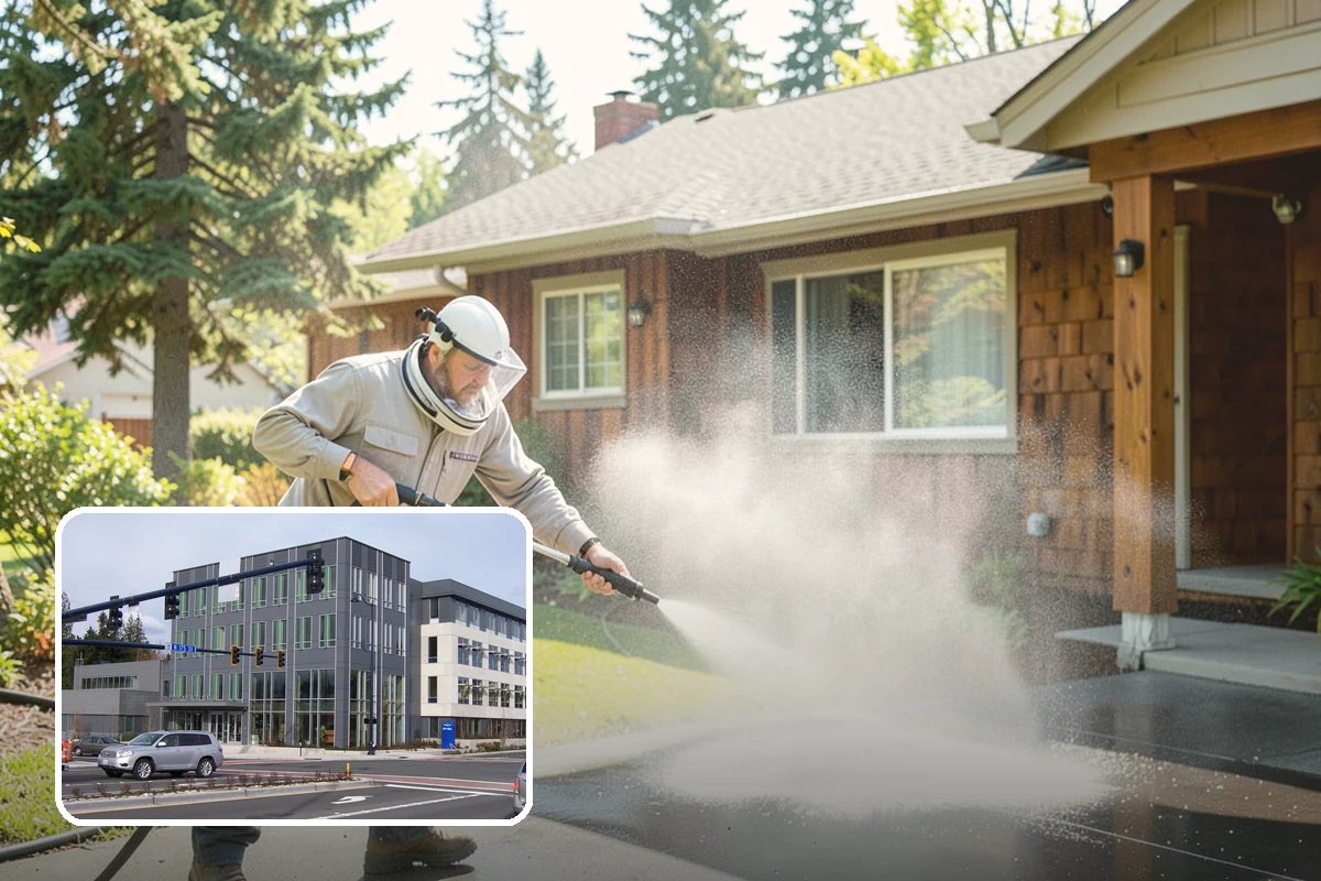 New Construction Cleaning in Shoreline, King County, WA - Reveals the finished exterior for handover