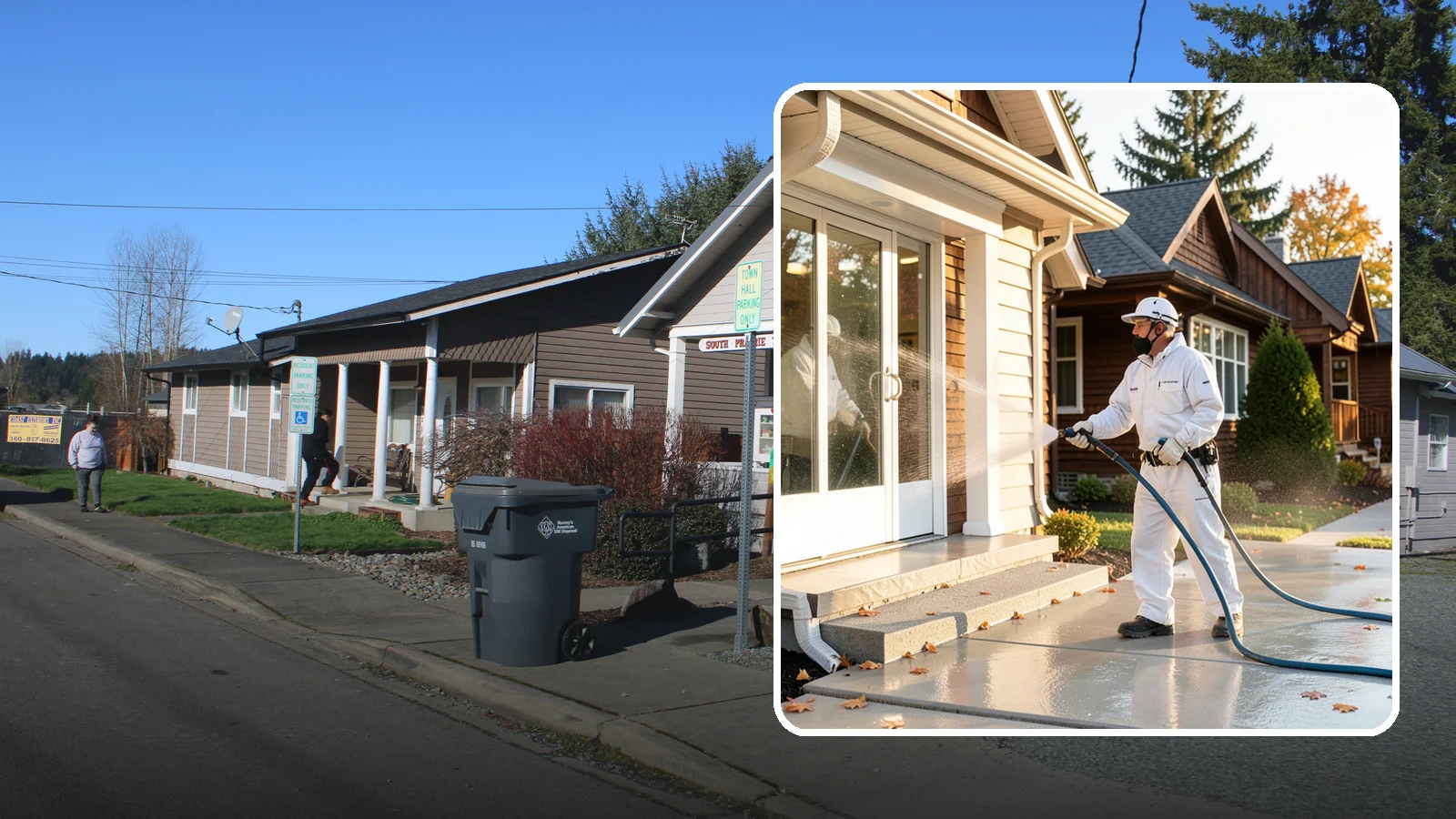 New Construction Cleaning in South Prairie, Pierce County, WA - We give newly built Washington homes and buildings a first exterior cleaning to remove build residue before move-in.