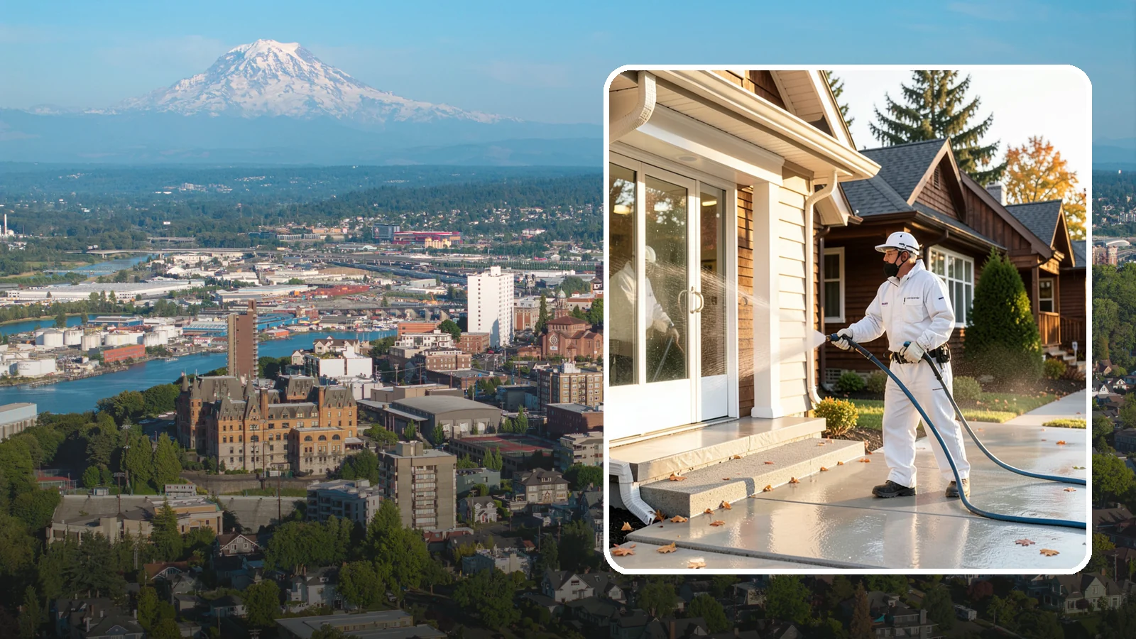 New Construction Cleaning in Tacoma, Pierce County, WA - We give newly built Washington homes and buildings a first exterior cleaning to remove build residue before move-in.