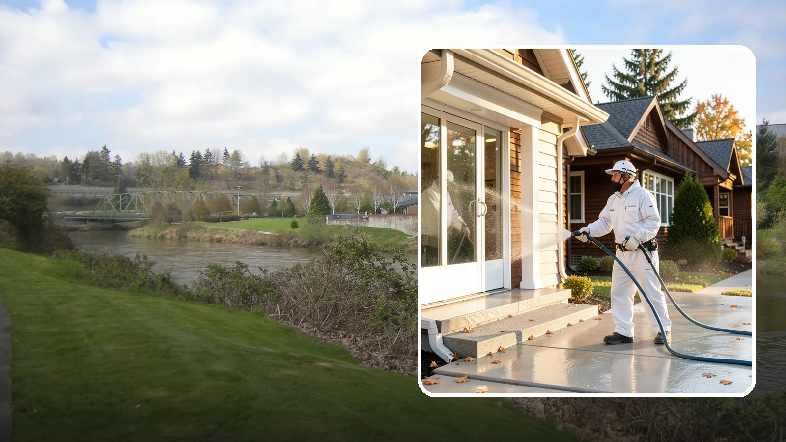 New Construction Cleaning in Tukwila, King County, WA - We give newly built Washington homes and buildings a first exterior cleaning to remove build residue before move-in.